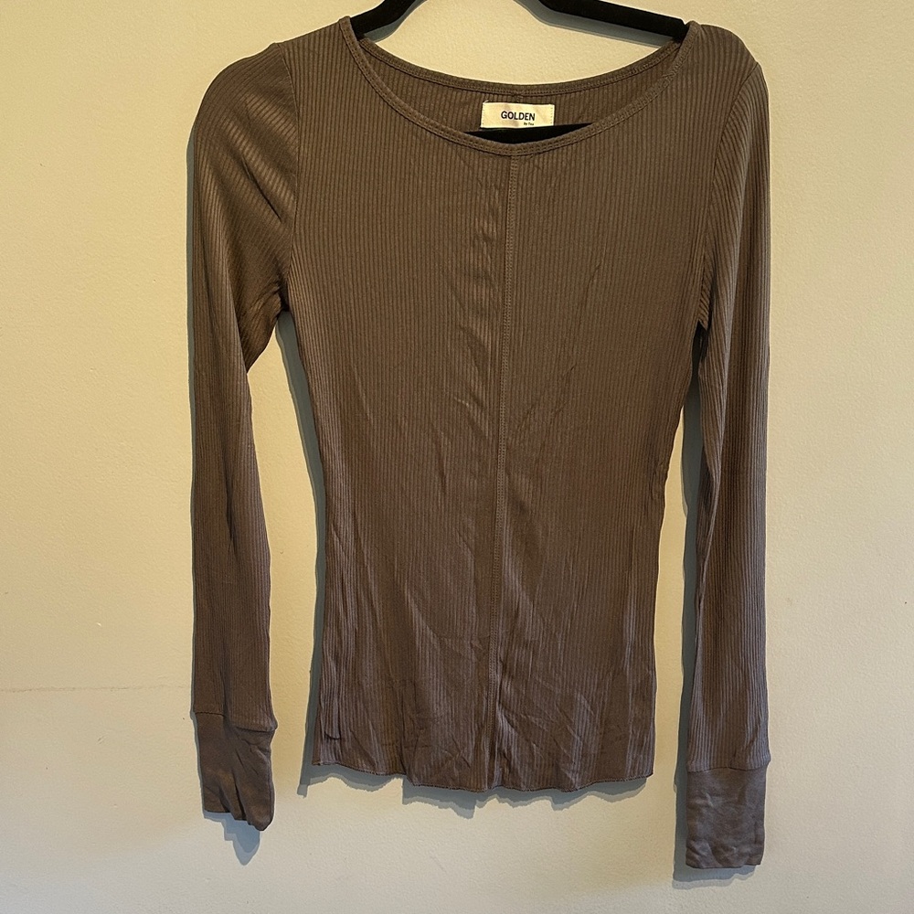 TNA Taupe Ribbed Long Sleeve Bodysuit